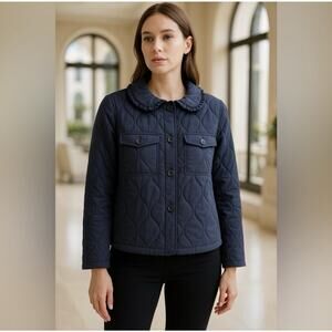 Sabrina Lauren New York Women’s Quilted Jacket Navy PM Petite Large
